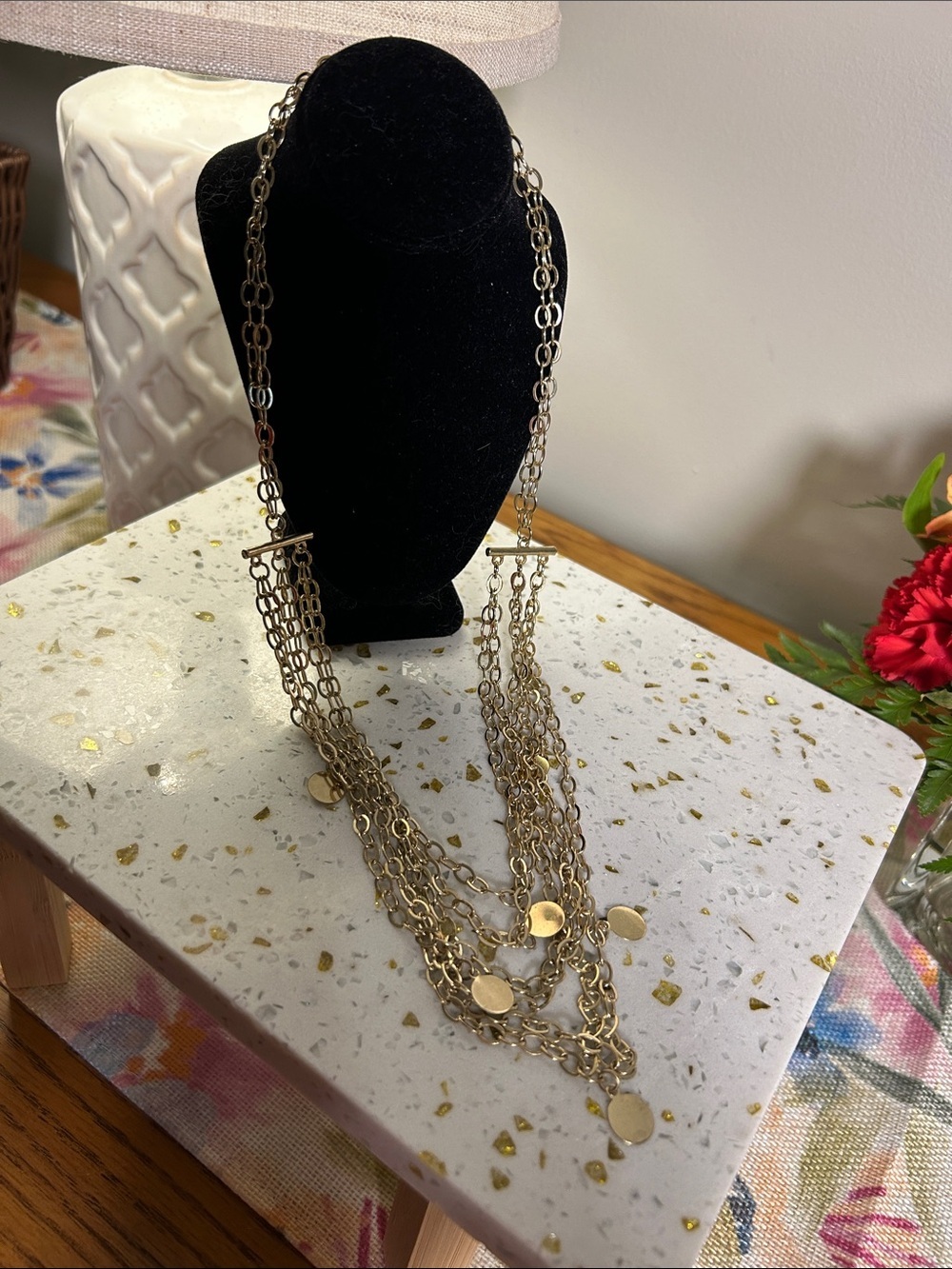 Layered Gold Chain Statement Necklace - Women Jewelry 22”